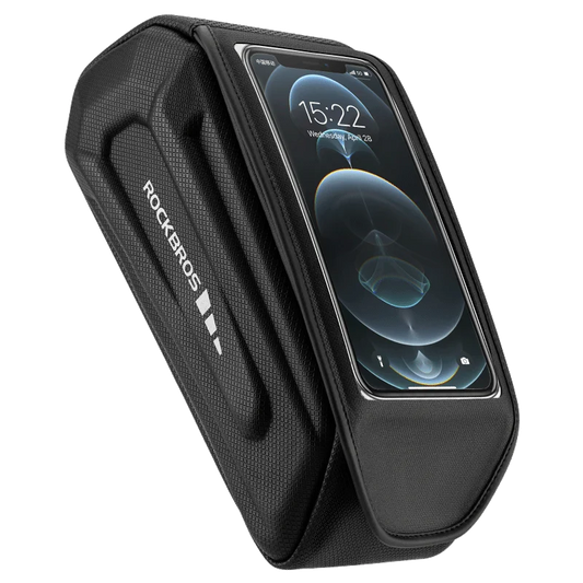 ROCKBROS 1.7L Bike Frame Bag – Waterproof Hard Shell Phone Holder with Touch Screen