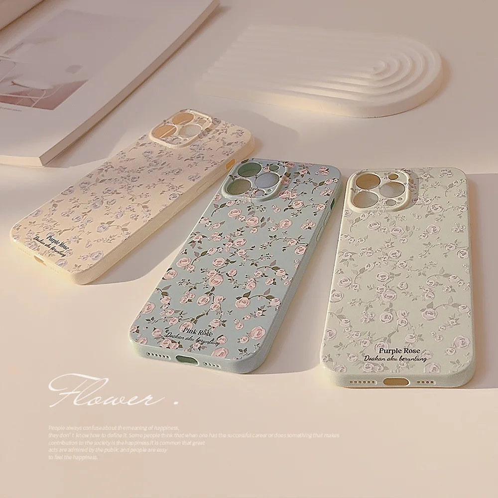 🌸Vintage Floral iPhone Case🌺 – Cute Rose Shockproof Cover for iPhone 11–16, Pro Max & Plus, Stylish and Durable