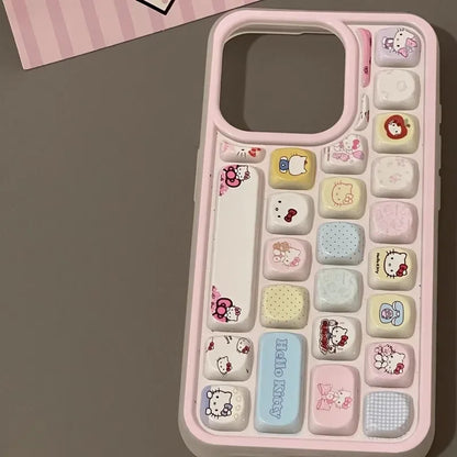 🌺Sanrio Hello Kitty Keyboard iPhone Case 🌺 – Cute Mobile Shell for iPhone 7–16 Series, Pro Max & Plus