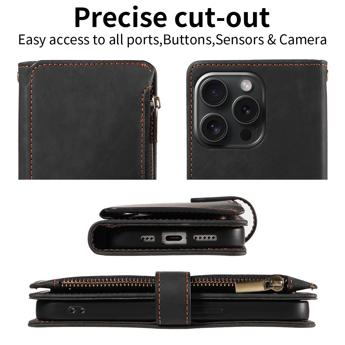 Leather Wallet Flip Case for Samsung – Purse-Style Zipper Cover with Multi Card Slots for Galaxy S23 Ultra & S24 Ultra