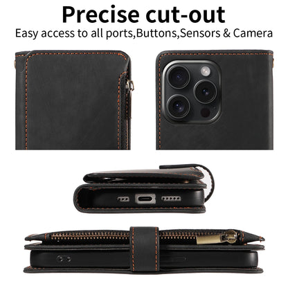 Leather Wallet Flip Case for Samsung – Purse-Style Zipper Cover with Multi Card Slots for Galaxy S23 Ultra & S24 Ultra