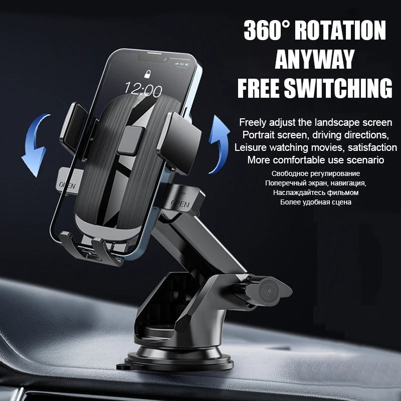 Adjustable Suction Car Phone Holder – Secure Mount for iPhone, Samsung & Huawei