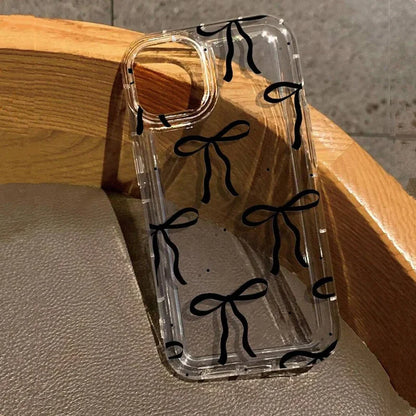 🌸Cute Pink Heart Bow iPhone Case 🌸 – Shockproof Soft Clear Cover for iPhone 11–17 Series, Mini, Pro Max, and Air