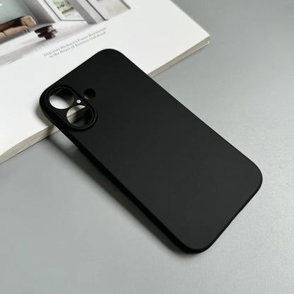 Luxury Full Black iPhone Case – Matte Silicone Soft TPU Back Cover for iPhone 11–17 Series, Pro Max, Plus, and Air