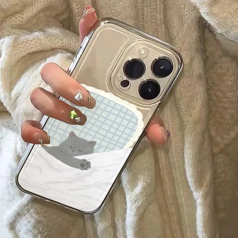 Dog & Cat Couple iPhone Case – Cute Cartoon Animal Shockproof Cover for iPhone 7–17 Series, Pro Max, Air, XS, XR, SE2