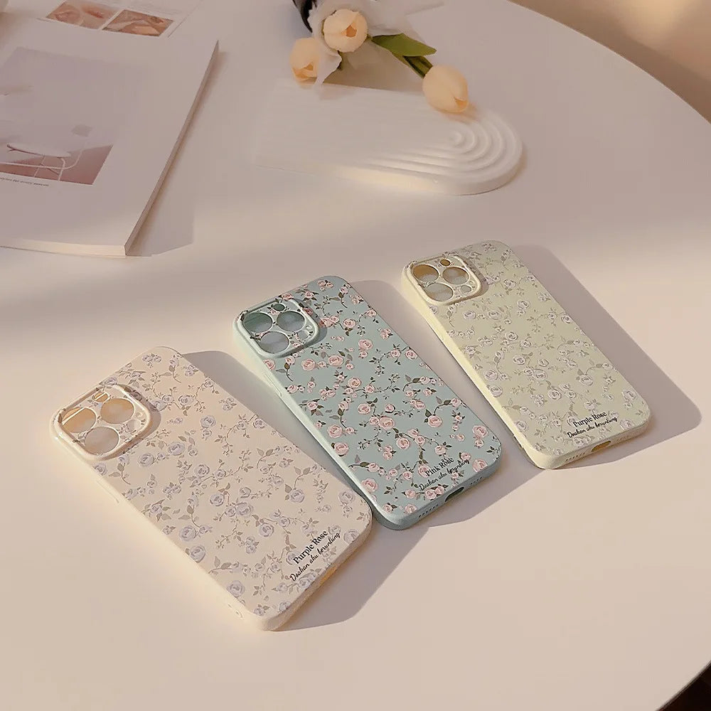 🌸Vintage Floral iPhone Case🌺 – Cute Rose Shockproof Cover for iPhone 11–16, Pro Max & Plus, Stylish and Durable