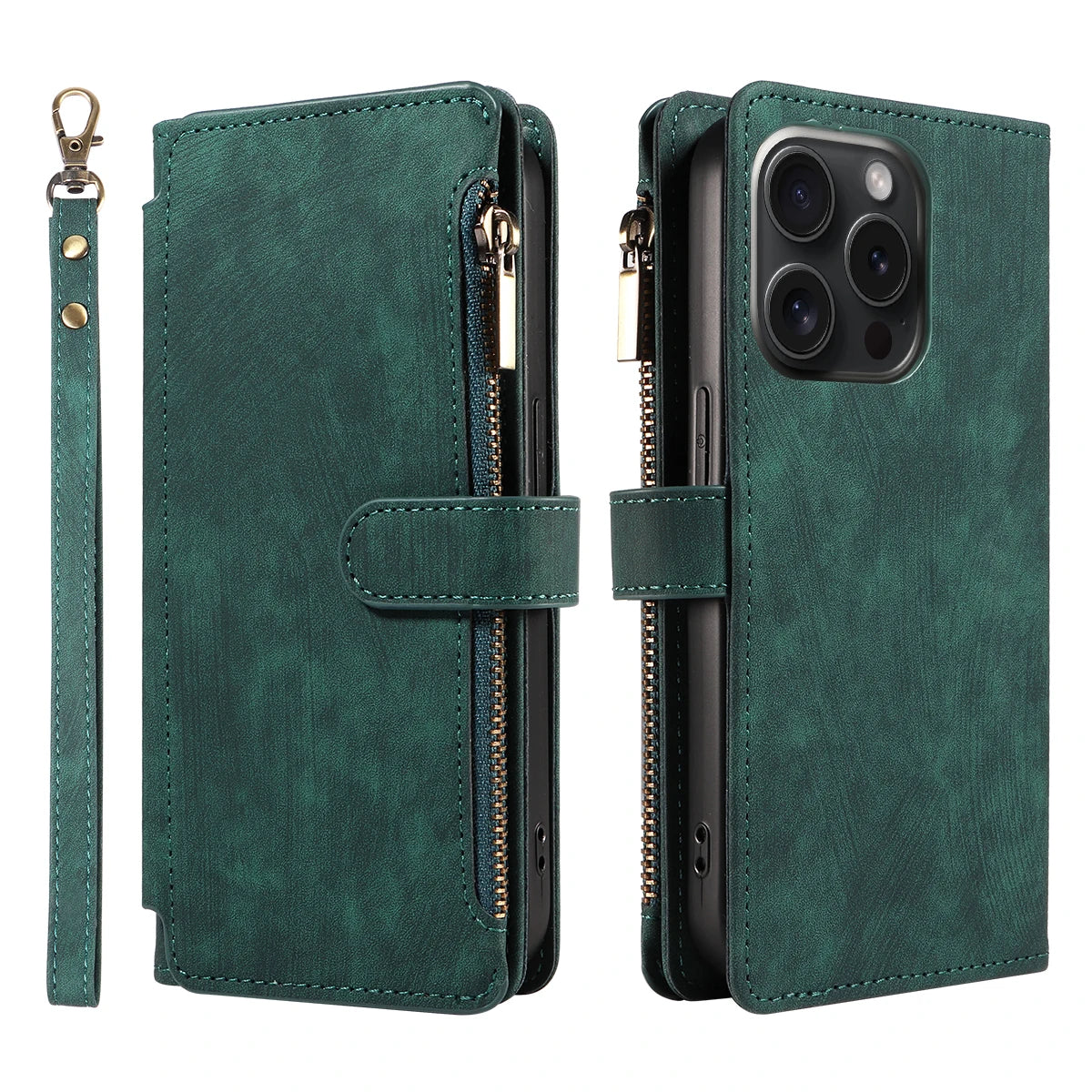 Leather Wallet Flip Case for Samsung – Purse-Style Zipper Cover with Multi Card Slots for Galaxy S23 Ultra & S24 Ultra