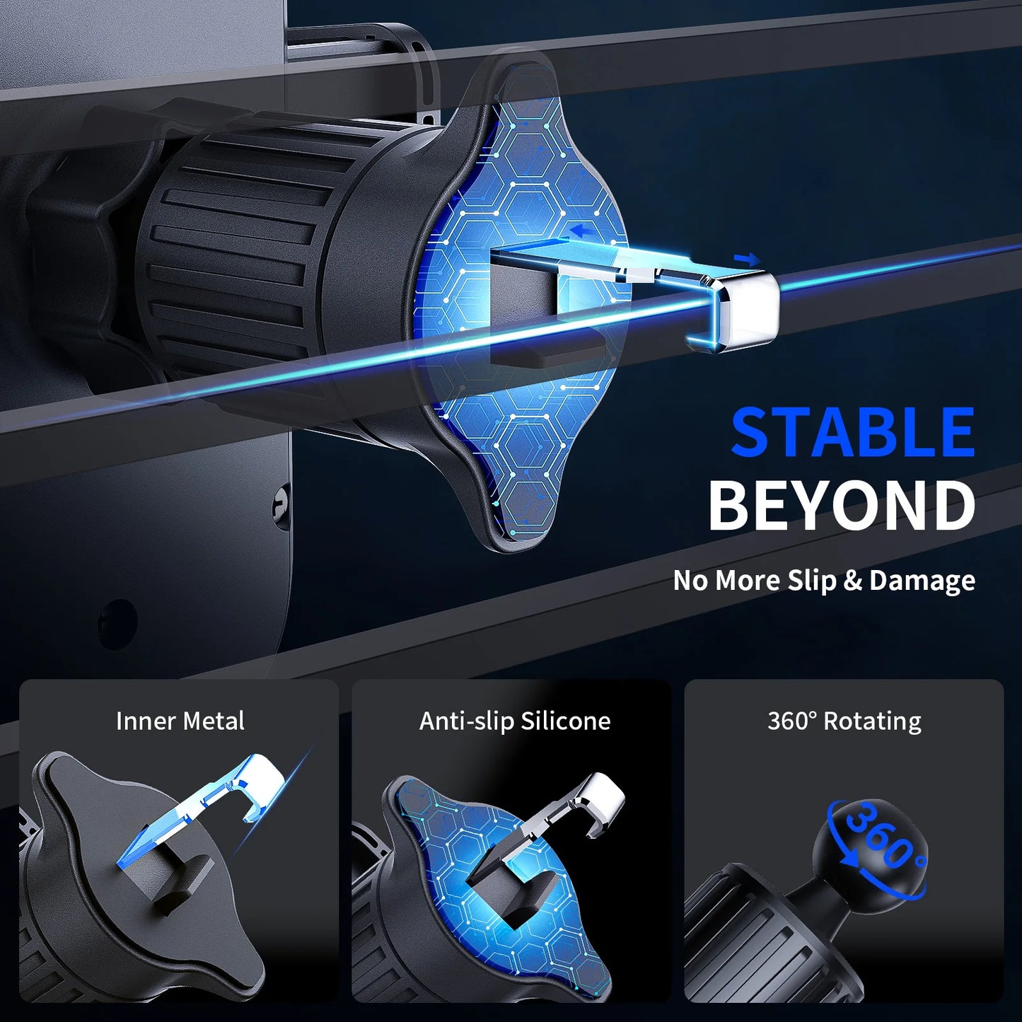 Car Phone Holder Stand Mount Powerful Suction for Dashboard Windshield Air Vent Accessories Automobile for IPhone 16 Smartphone