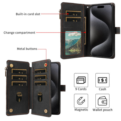 Leather Wallet Flip Case for Samsung – Purse-Style Zipper Cover with Multi Card Slots for Galaxy S23 Ultra & S24 Ultra