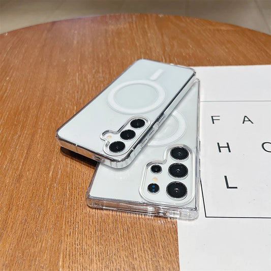 Clear MagSafe Samsung Case – Magnetic Charging Acrylic Slim Cover for Galaxy S25/S24/S23 Ultra, S22, S21 FE, A16–A55