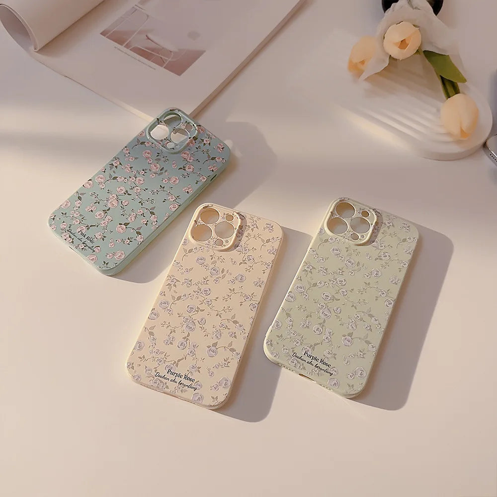 🌸Vintage Floral iPhone Case🌺 – Cute Rose Shockproof Cover for iPhone 11–16, Pro Max & Plus, Stylish and Durable