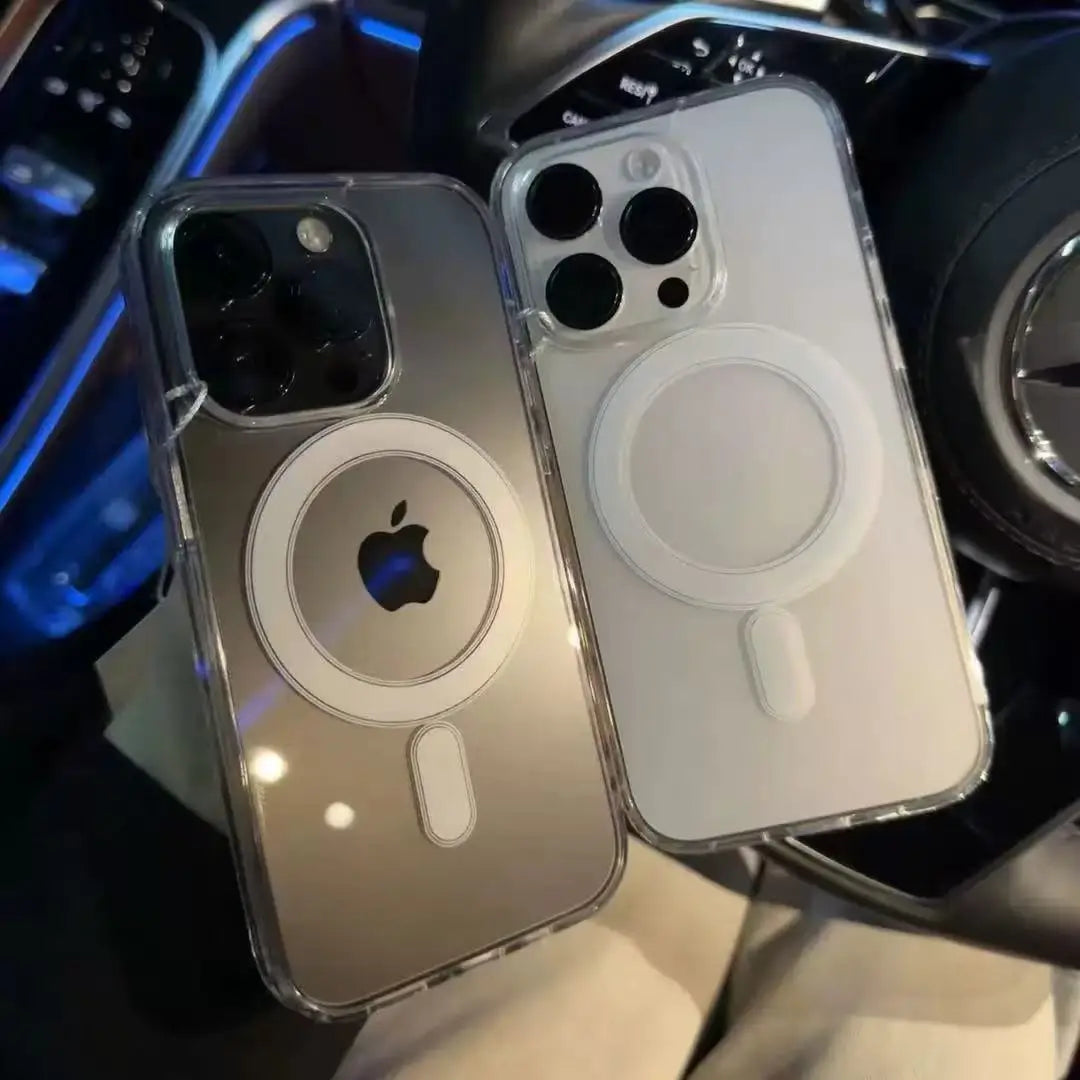 Transparent Acrylic iPhone Case – Clear MagSafe-Compatible Cover for iPhone 11–16 Series, Pro Max, Wireless Charging