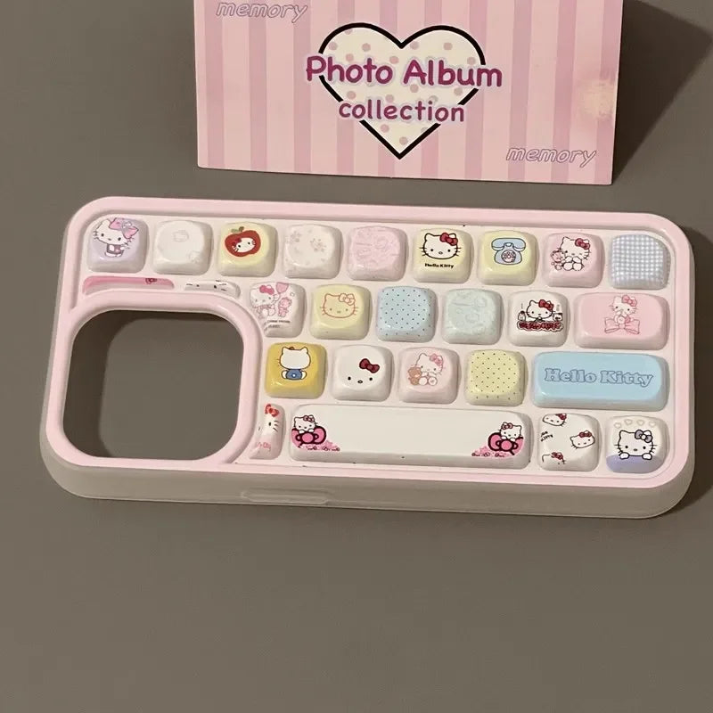🌺Sanrio Hello Kitty Keyboard iPhone Case 🌺 – Cute Mobile Shell for iPhone 7–16 Series, Pro Max & Plus