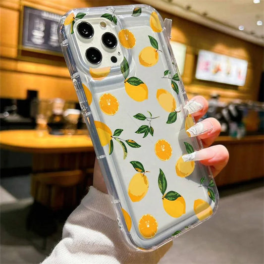 🚢Summer Lemon iPhone Case🍋 – Fresh Fruit TPU Soft Cover with Air Cushion Shockproof Protection for iPhone 11–17 Series