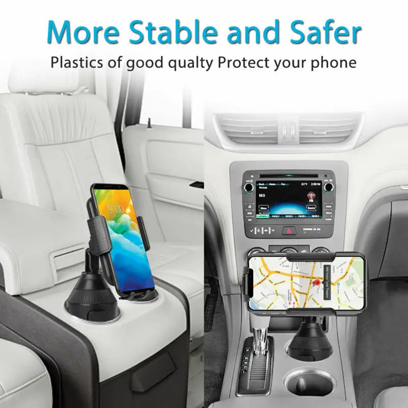Car Cup Holder Phone Mount – 360° Adjustable Stand with Drink Holder for iPhone & Android