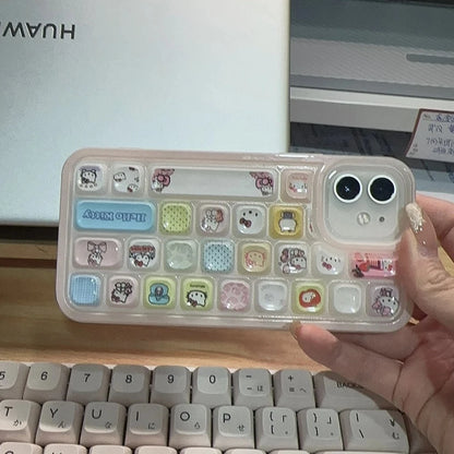 🌺Sanrio Hello Kitty Keyboard iPhone Case 🌺 – Cute Mobile Shell for iPhone 7–16 Series, Pro Max & Plus