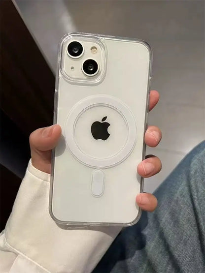 Transparent Acrylic iPhone Case – Clear MagSafe-Compatible Cover for iPhone 11–16 Series, Pro Max, Wireless Charging