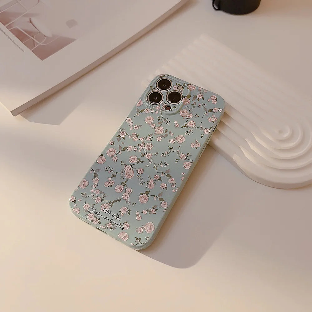 🌸Vintage Floral iPhone Case🌺 – Cute Rose Shockproof Cover for iPhone 11–16, Pro Max & Plus, Stylish and Durable