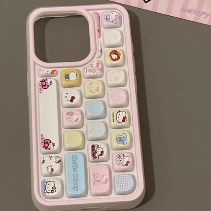 🌺Sanrio Hello Kitty Keyboard iPhone Case 🌺 – Cute Mobile Shell for iPhone 7–16 Series, Pro Max & Plus