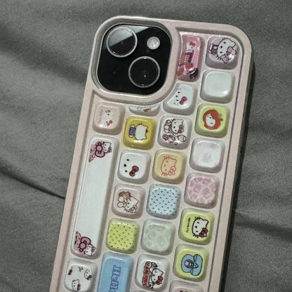 🌺Sanrio Hello Kitty Keyboard iPhone Case 🌺 – Cute Mobile Shell for iPhone 7–16 Series, Pro Max & Plus