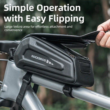 ROCKBROS 1.7L Bike Frame Bag – Waterproof Hard Shell Phone Holder with Touch Screen