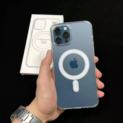 Transparent Acrylic iPhone Case – Clear MagSafe-Compatible Cover for iPhone 11–16 Series, Pro Max, Wireless Charging