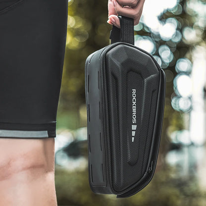 ROCKBROS 1.7L Bike Frame Bag – Waterproof Hard Shell Phone Holder with Touch Screen
