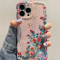 Retro Oil Painting iPhone Case – Luxury Flower Print Shockproof Silicone Cover for iPhone 11–16 Pro Max, Artistic Design